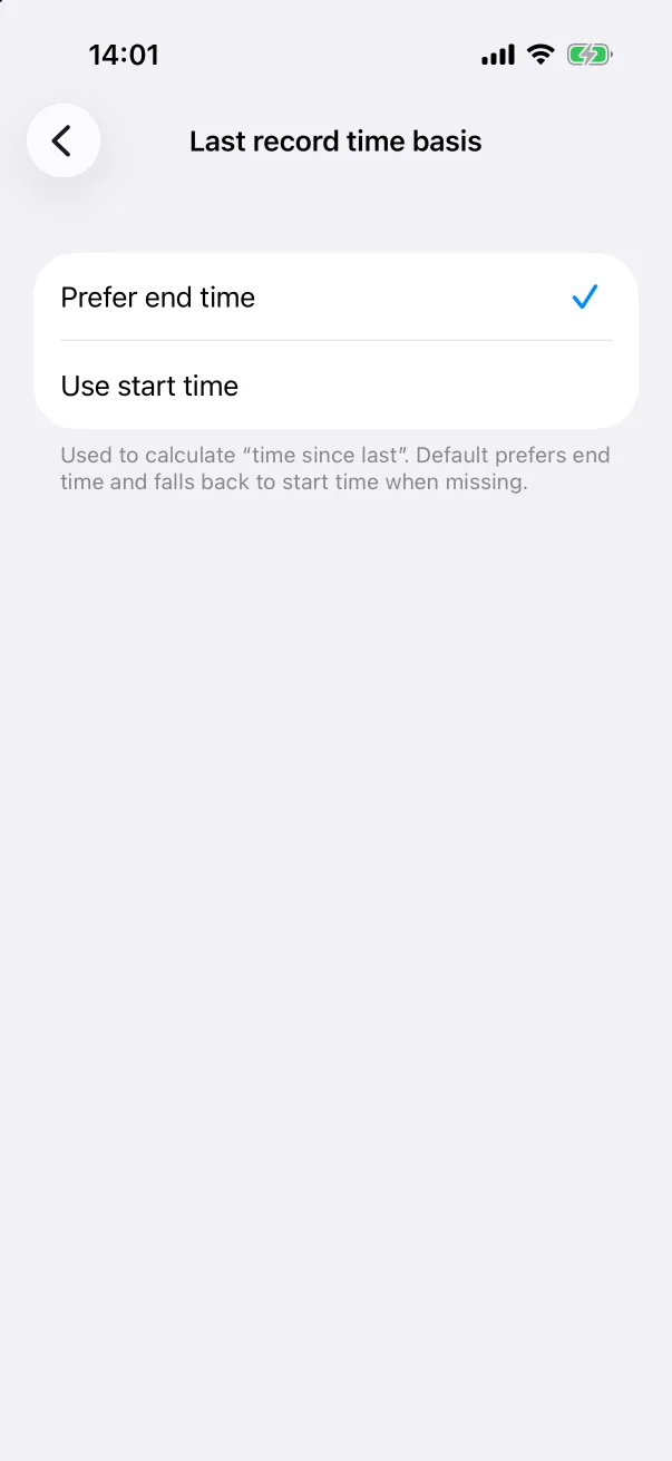Settings → Last record time basis.