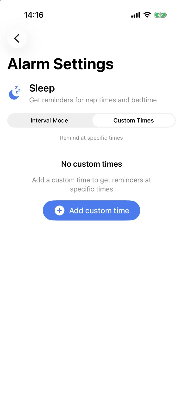 The Custom Times tab.