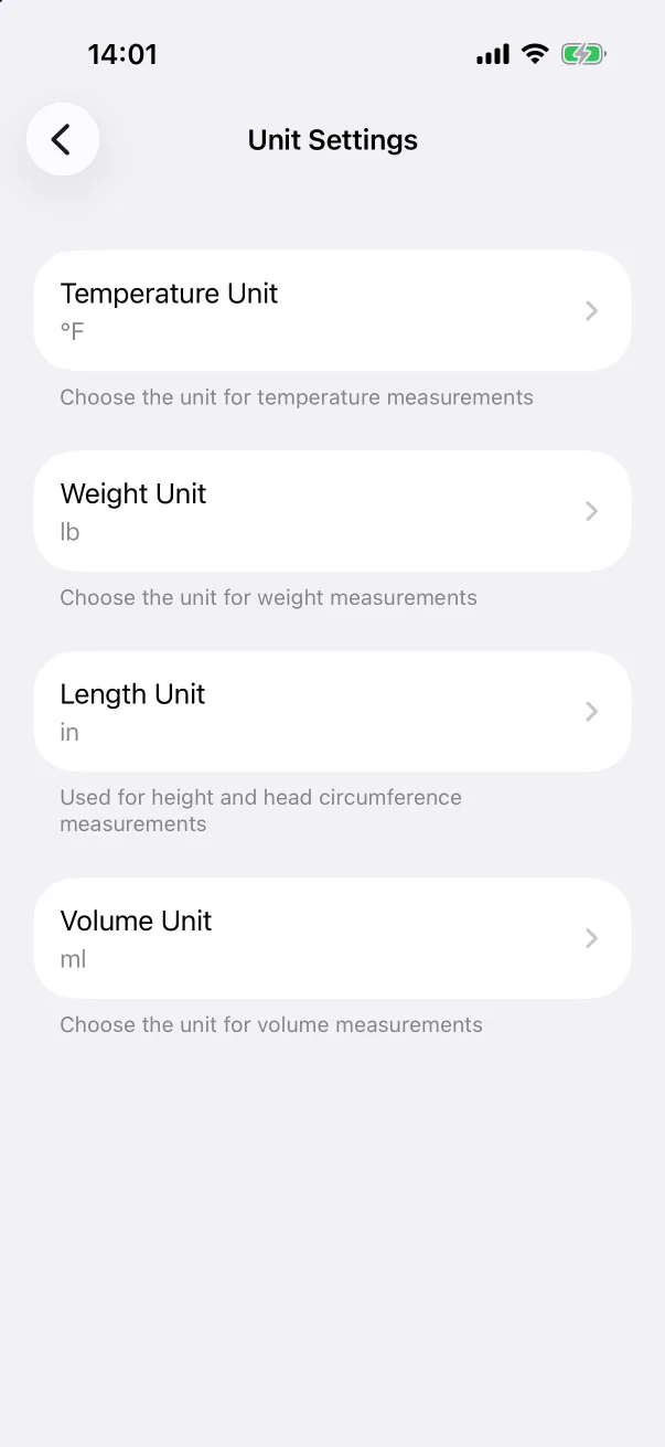 Unit Settings.