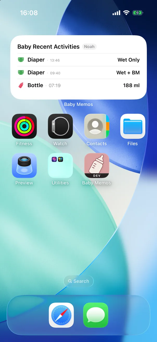The widget with live data.